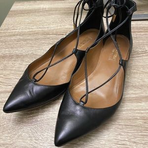 Aquazzura Black Christie Leather Ballet Flats